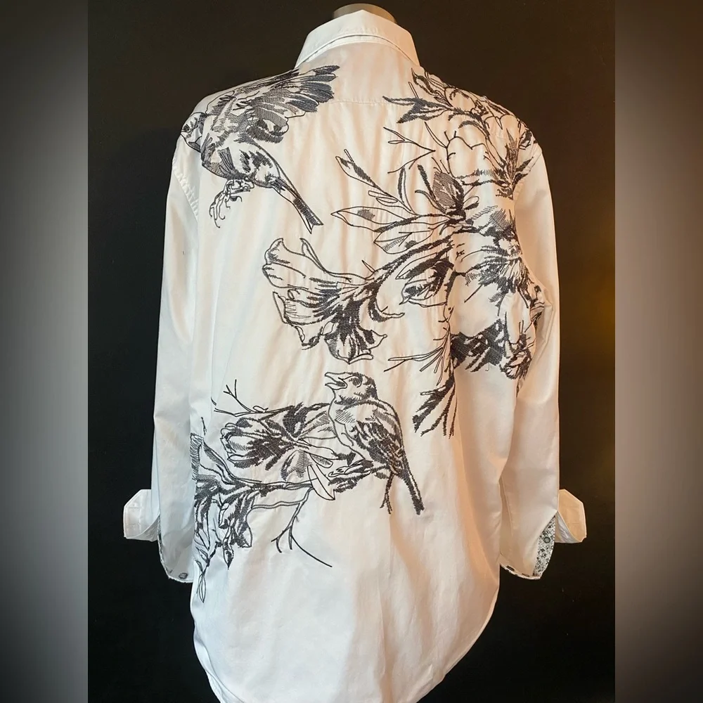 Robert Graham Classic Fit White Floral Button Down Shirt XL - Picture 2 of 10